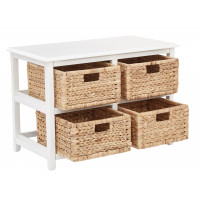 OSP Home Furnishings SBK4515A-WH Seabrook Two-Tier Storage Unit With White Finish and Natural Baskets